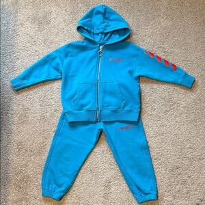 Off-White Kids Blue Jogger Set with Red Accents